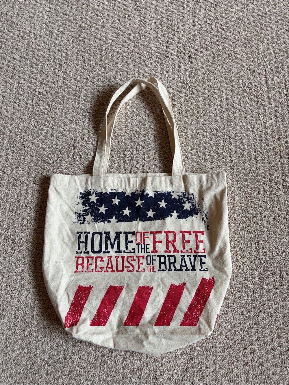 Canvas Tote Bag with Patriotic Stars & Stripes